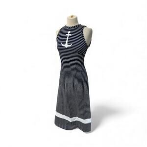 Vintage Nautical Stripe Halter Maxi Dress SZ M/L